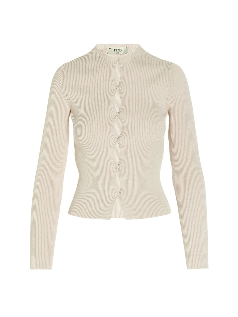 Cotton Cardigan Beige Tops