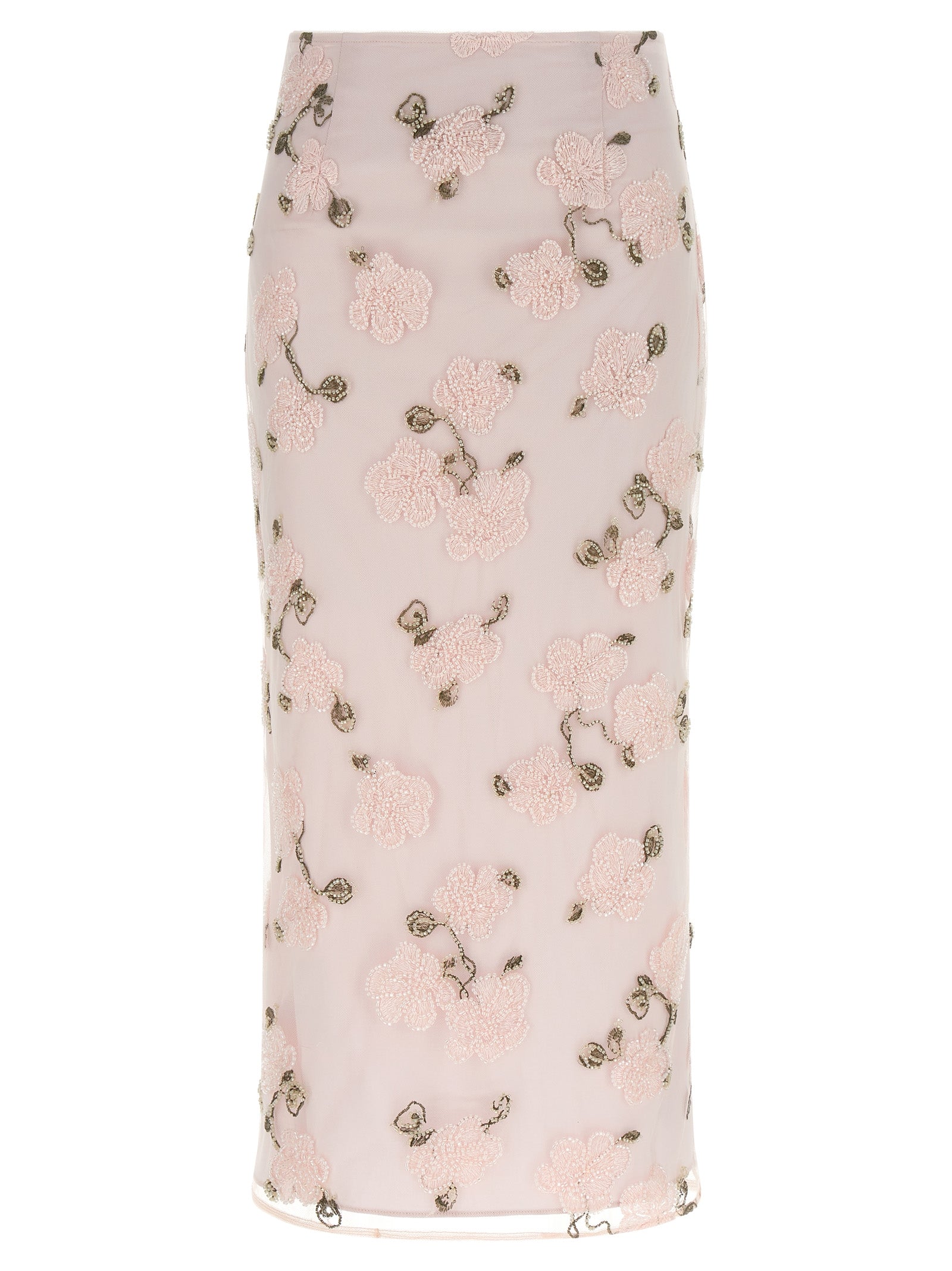 Sequin Pencil Skirt Pink Polyester