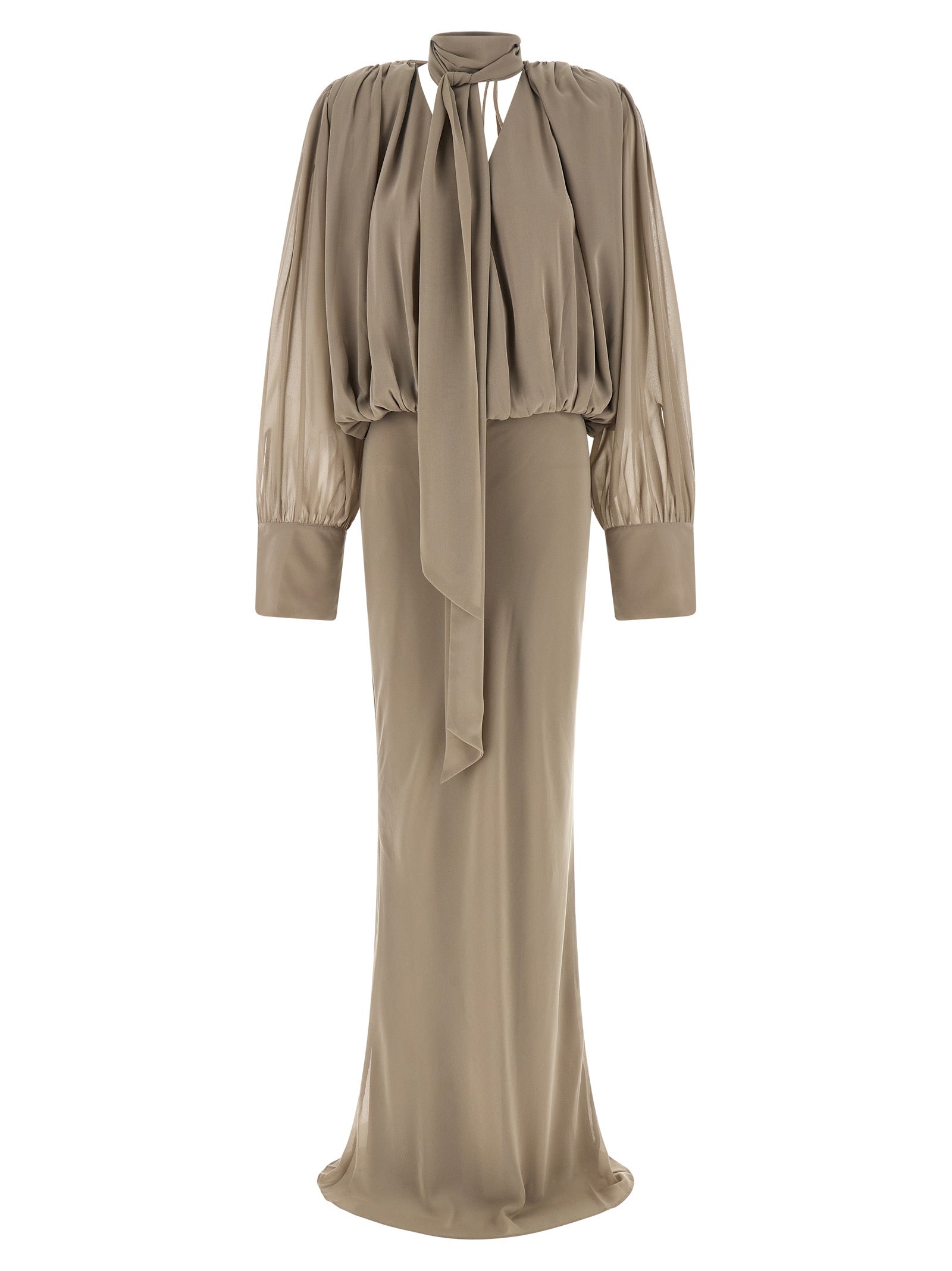 Chiffon Maxi dress Beige Polyester