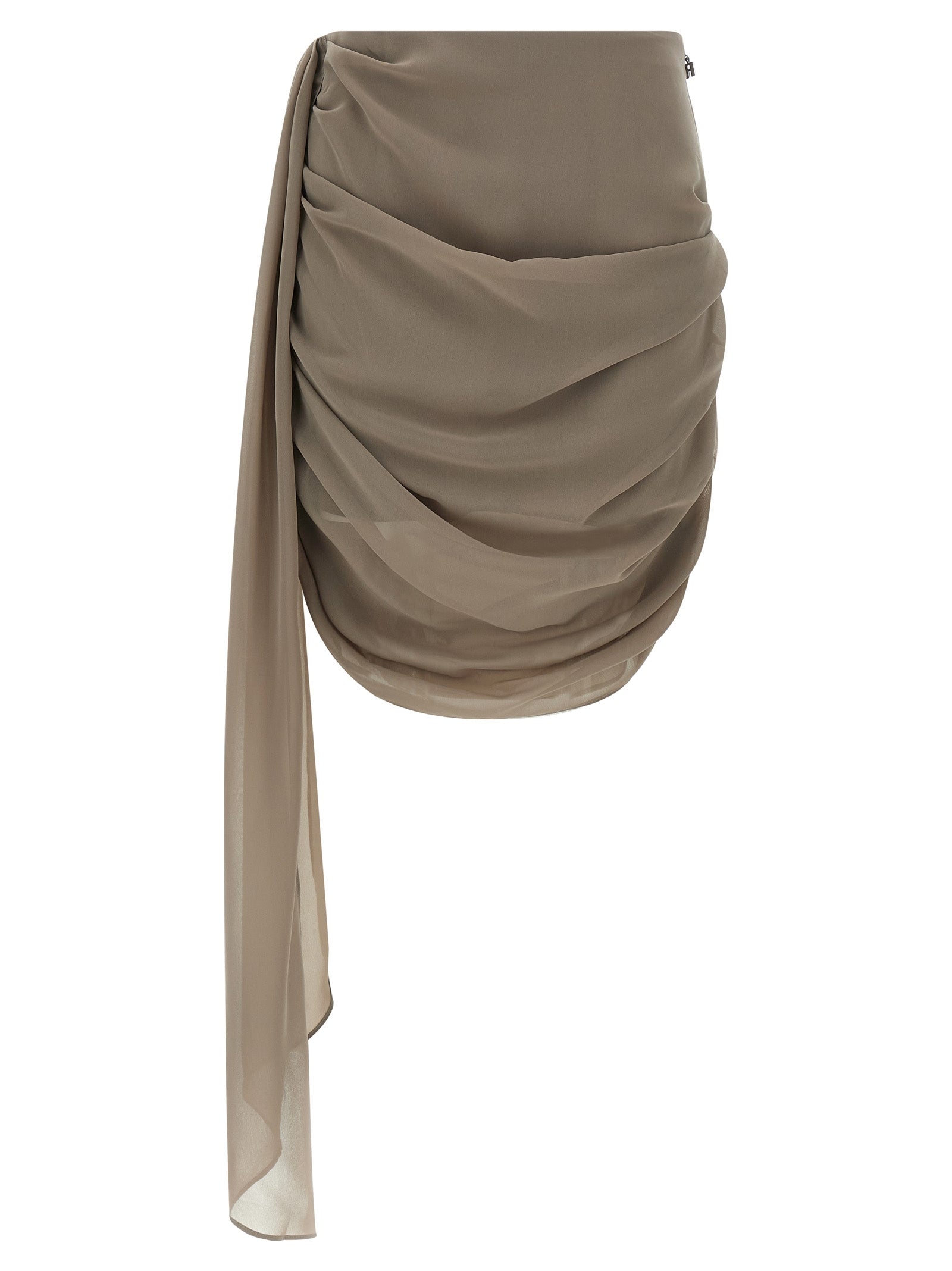 Chiffon Draped mini skirt Beige Polyester