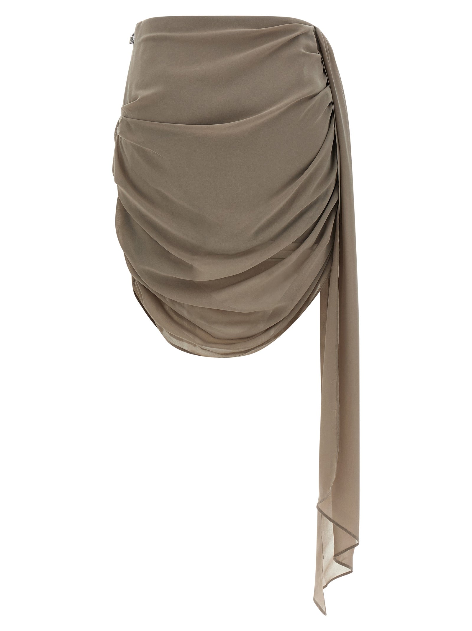 Chiffon Draped mini skirt Beige Polyester