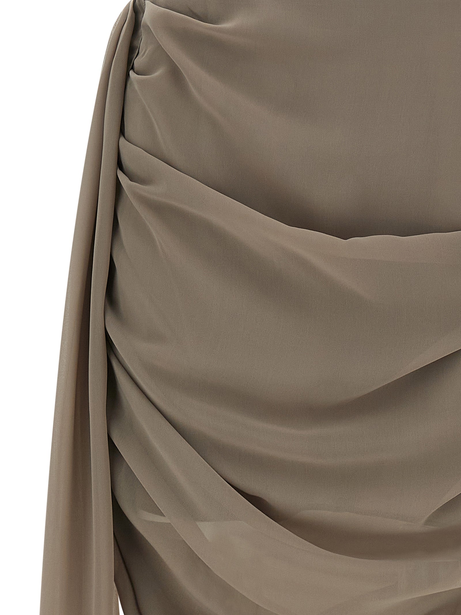 Chiffon Draped mini skirt Beige Polyester