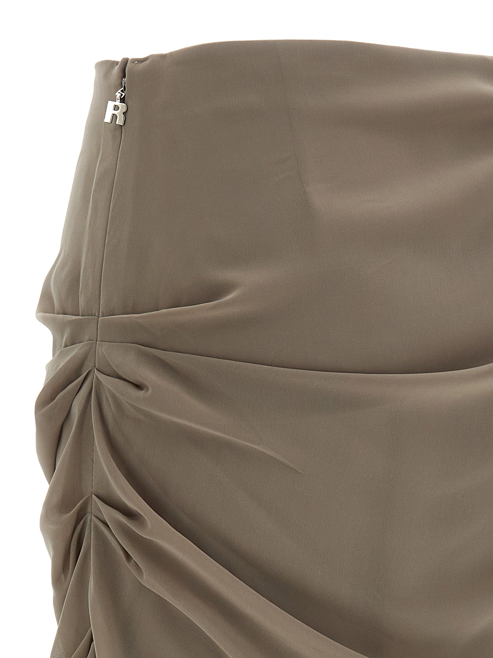 Chiffon Draped mini skirt Beige Polyester