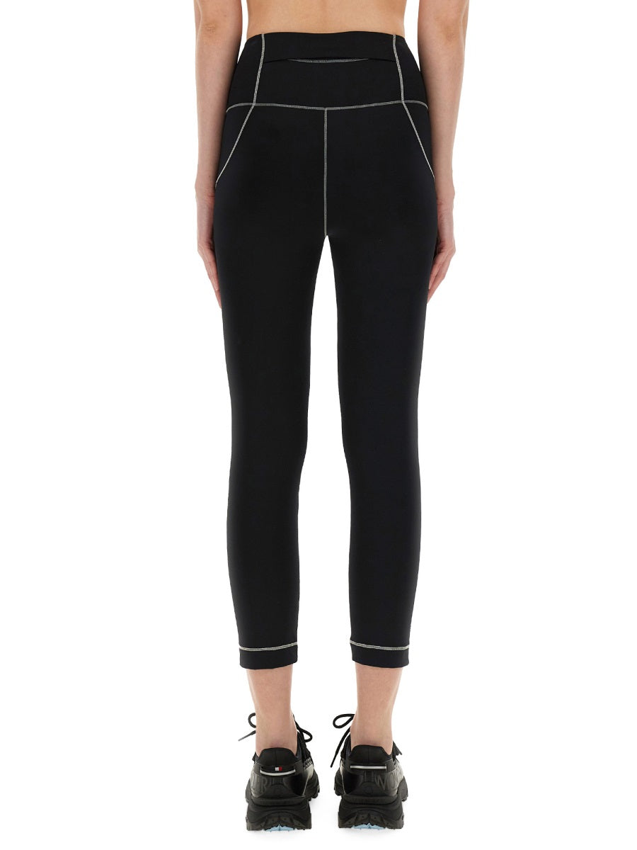 Leggings With Logo Black Elastane Trousers