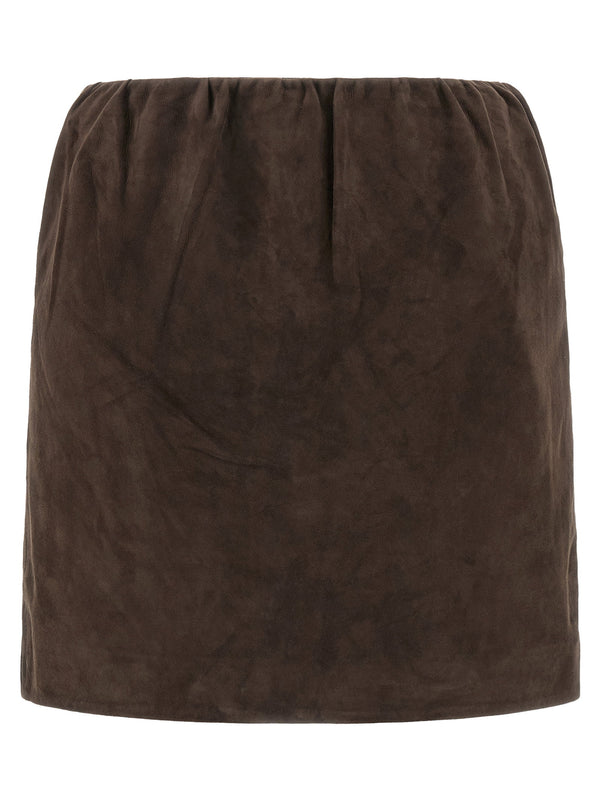 Rotate Birger Christensen Suede Skirt — Brown