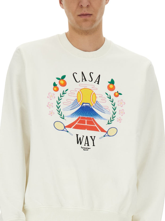 Sweatshirt With Home Way Mountain Embroidery Multicolour Organic Cotton Sweatshirts