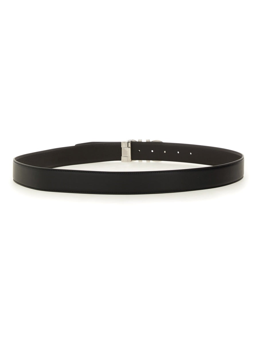 Leather Belt Gancini Black