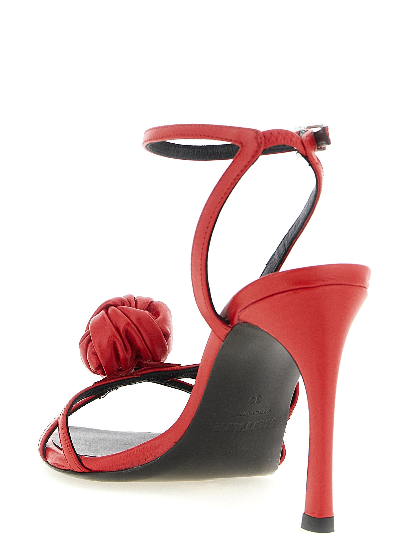 Sculptural knot sandals Red Calfskin Leather (bos Taurus)