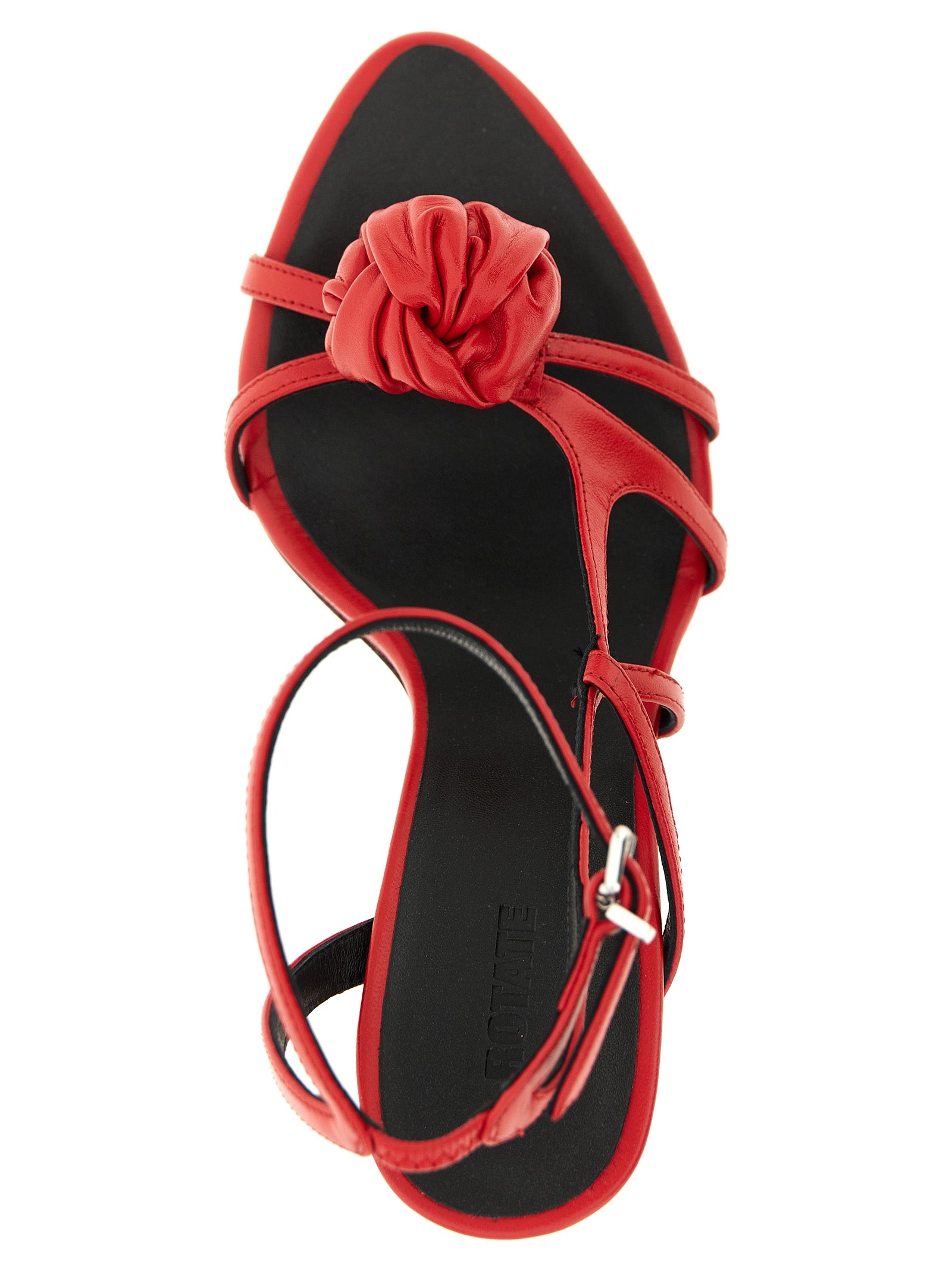 Sculptural knot sandals Red Calfskin Leather (bos Taurus)