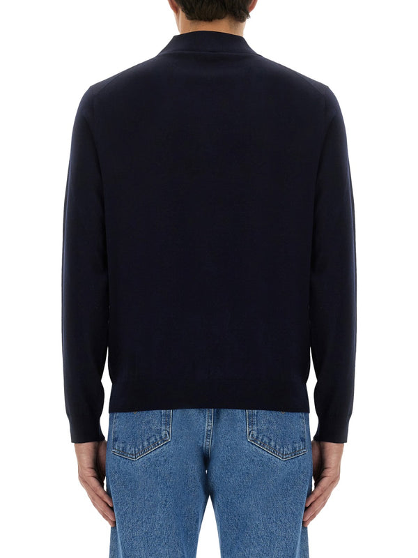 Wool Polo Shirt Blue