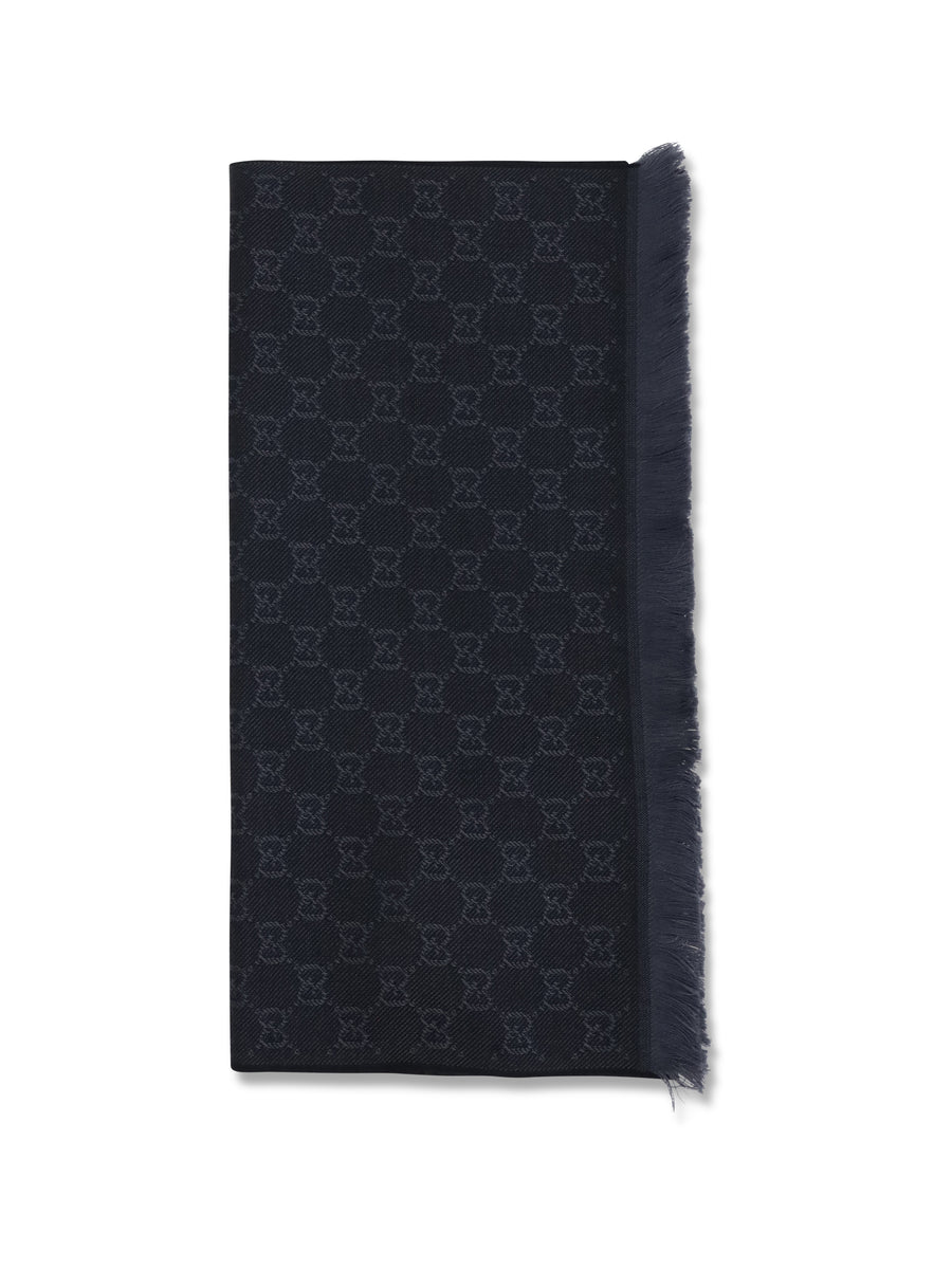 Wool Scarf Gg Supreme Black-Light Grey Black/light (ovis Aries)