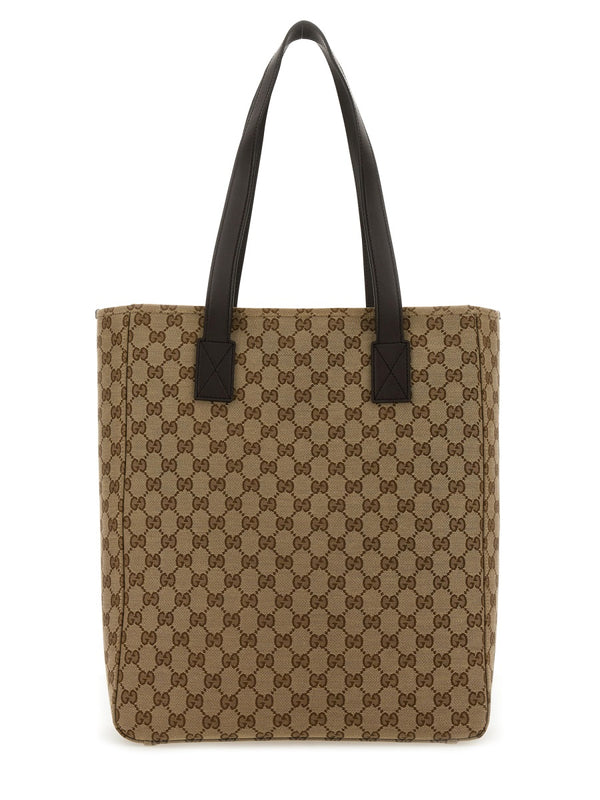 Shopping Bag Gg Medium Brown Polyester Cotton Polyamide Handbags