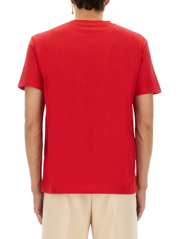 T-Shirt With Signature Vlogo Red Cotton T-shirts