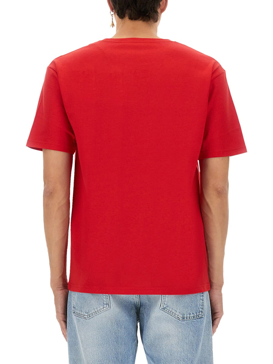 T-Shirt With Chat De La Maison Print Red Cotton T-shirts