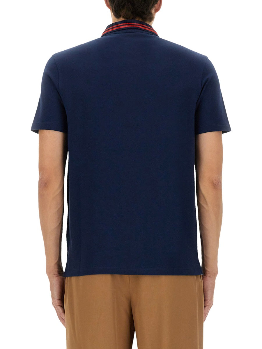 Polo Shirt Vg Embroidery Blue Cotton