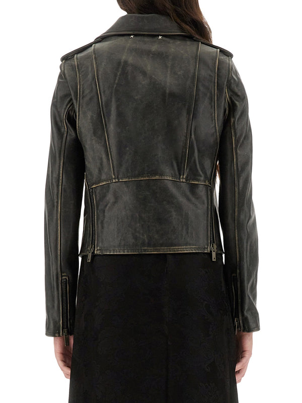 Leather Stud Black Cow Jackets