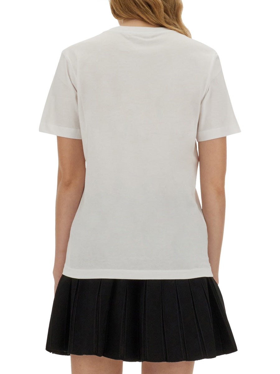 Cotton T-Shirt With Logo White Knit T-shirts