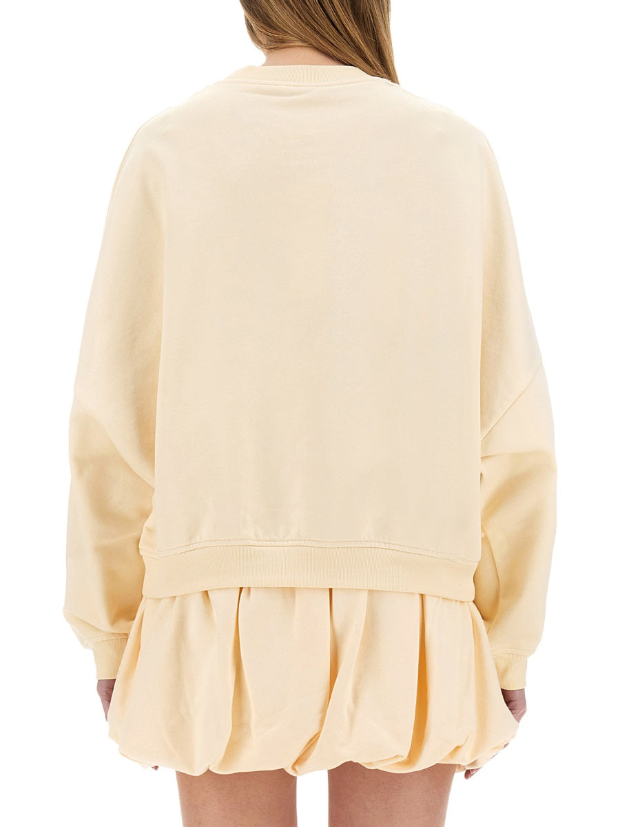 Cotton Sweatshirt With Print Ivory Knit Sweatshirts