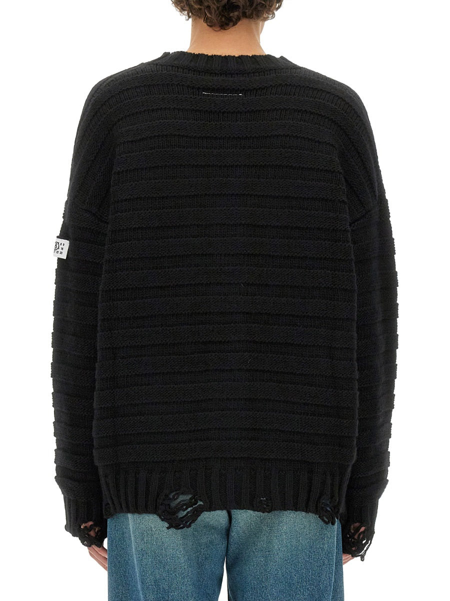 V-Neck Cardigan Black Virgin Wool Jumpers