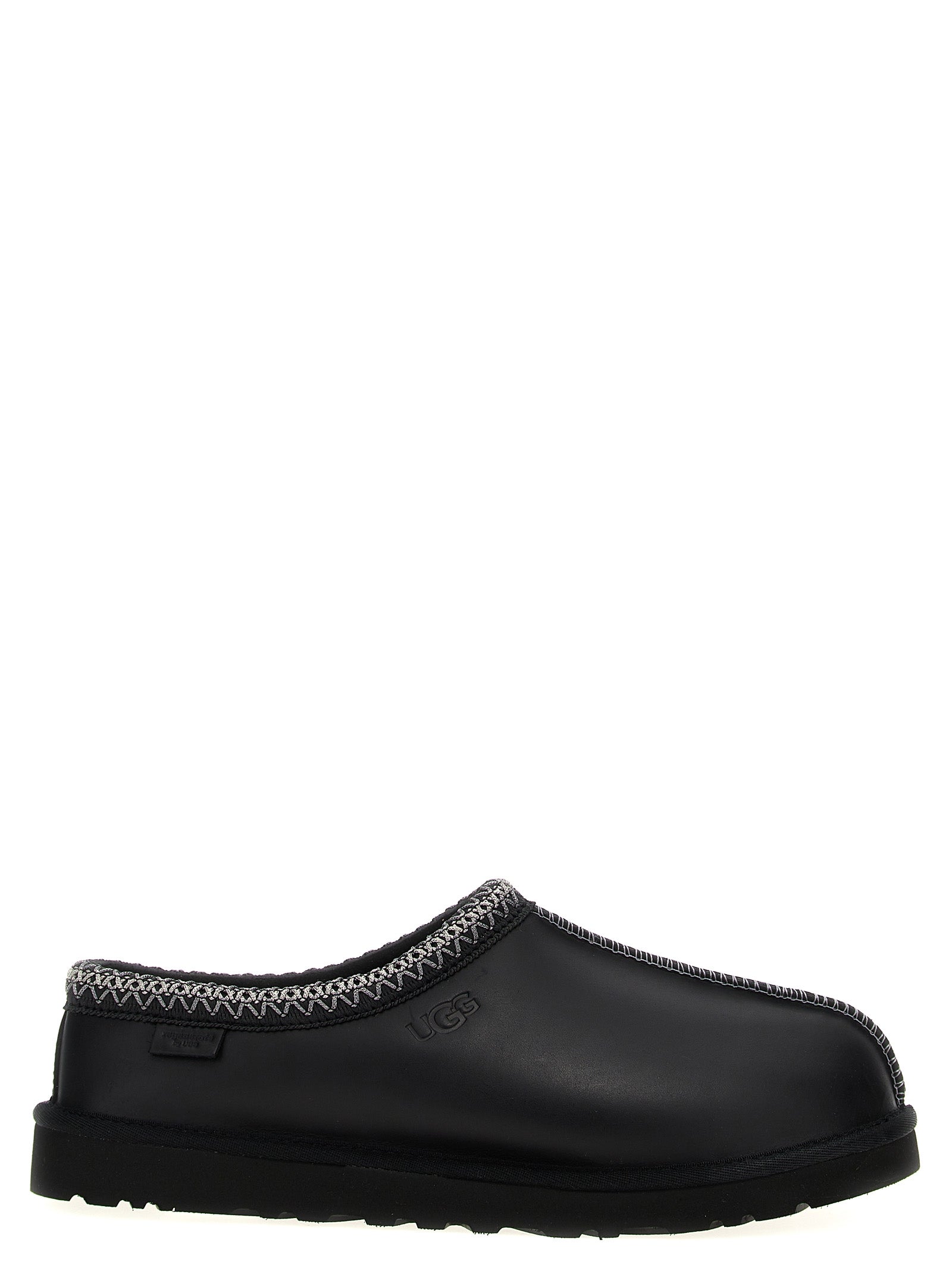 Tasman Sabots Black Cow Leather Textile Flat Shoes
