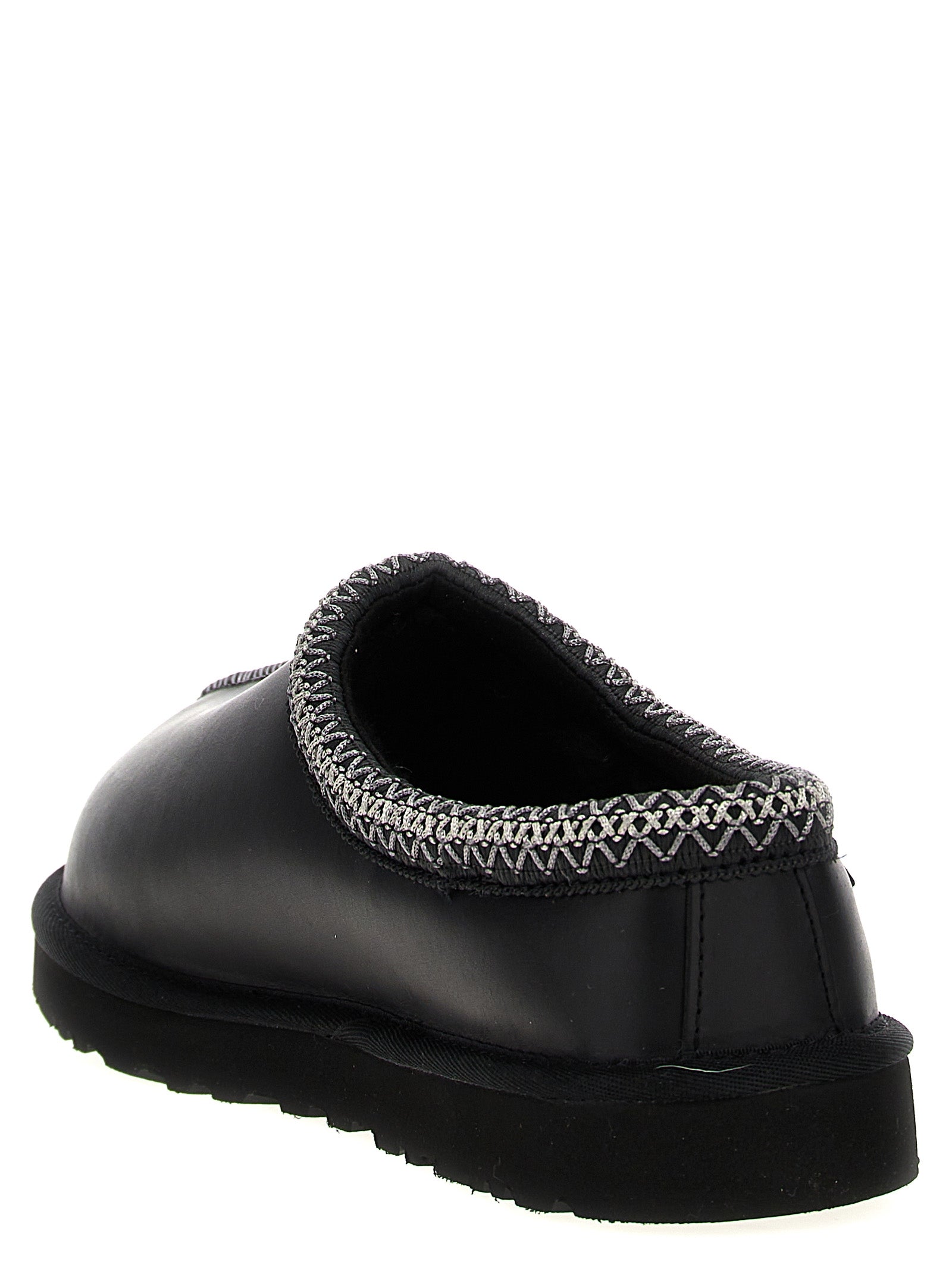 Tasman Sabots Black Cow Leather Textile Flat Shoes