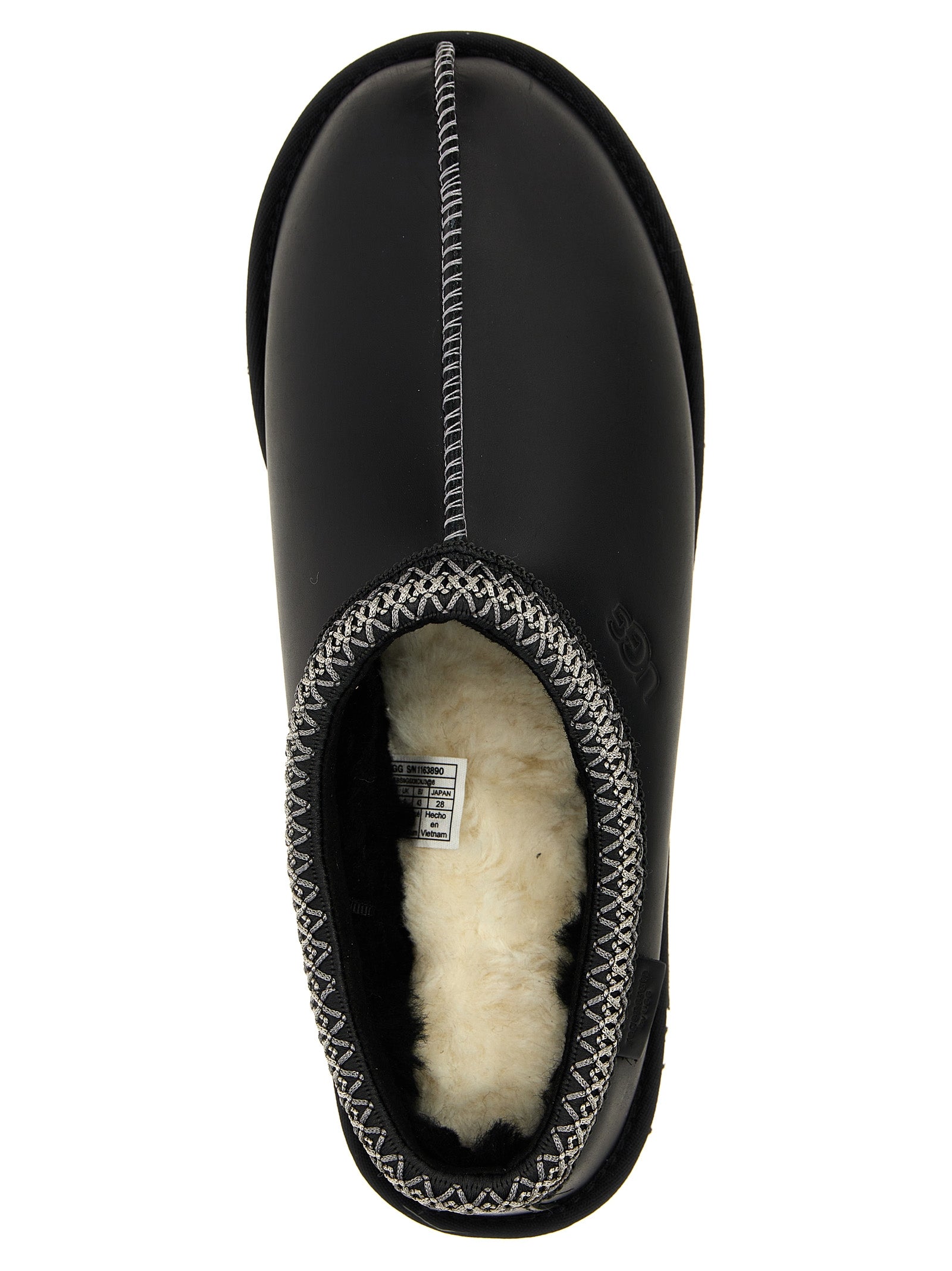 Tasman Sabots Black Cow Leather Textile Flat Shoes