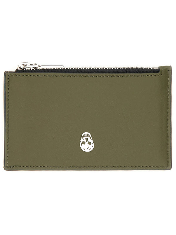 Brown Calfskin Skull Card Holder Main: Calf Skin Wallets & Purses