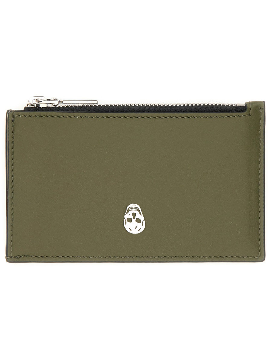 Brown Calfskin Skull Card Holder Main: Calf Skin Wallets & Purses
