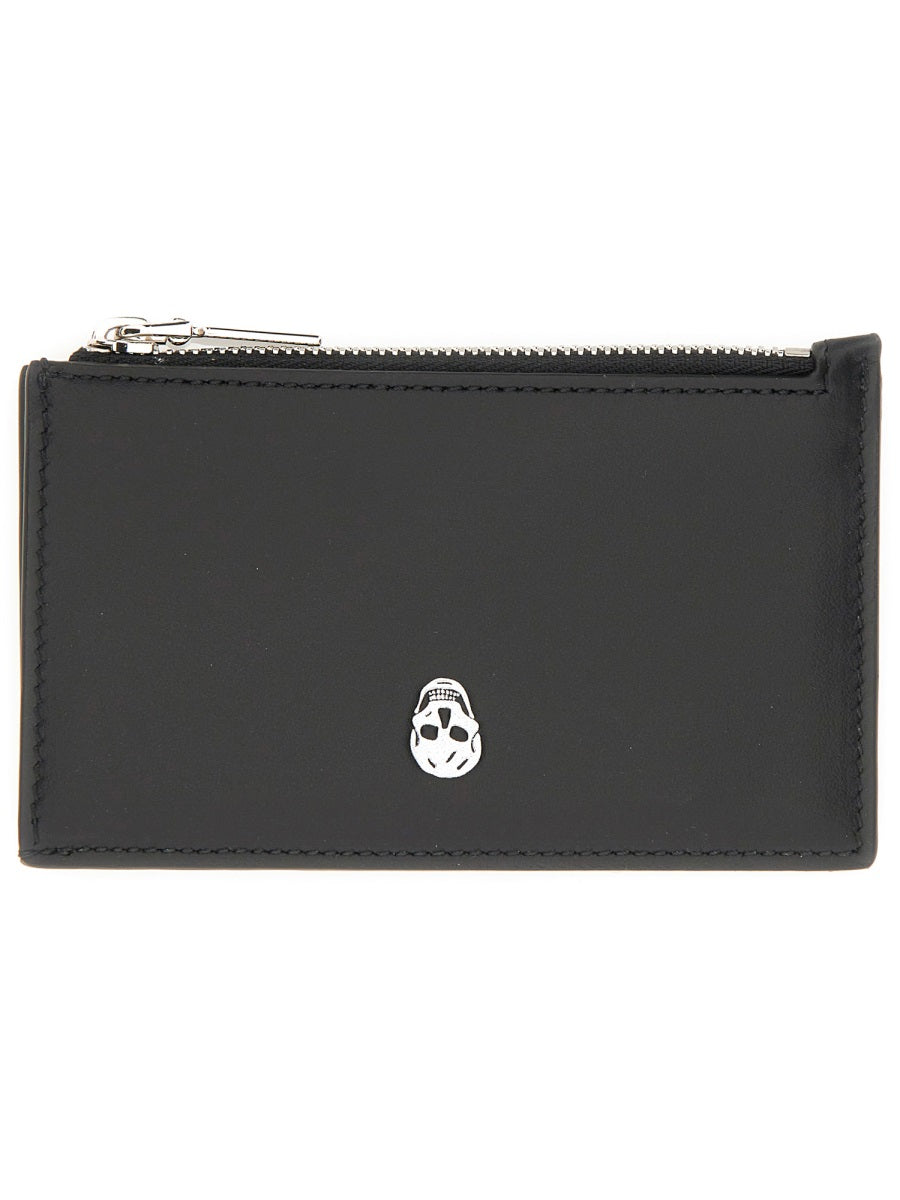 Skull Card Holder Black Main: Calf Skin Wallets & Purses