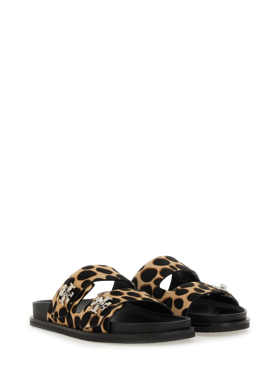 Black Leather Sandals With T Lock