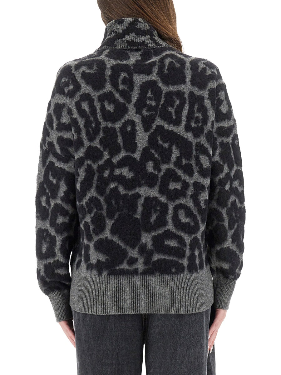 Wool And Alpaca Leopard Sweater Black Virgin Jumpers