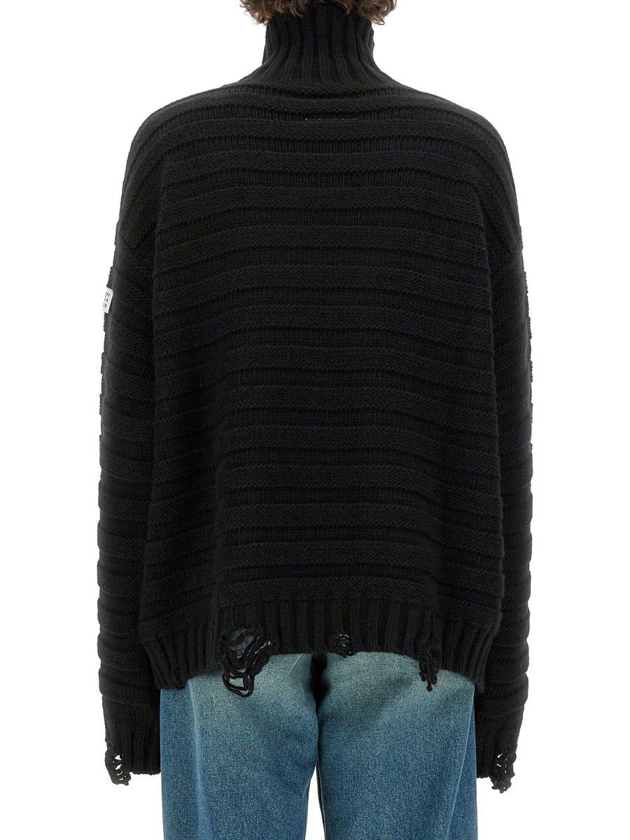 Turtleneck Sweater Black Virgin Wool Jumpers