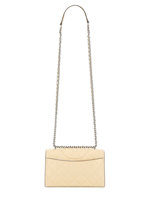 Shoulder Bag Fleming Small Beige Goat Leather