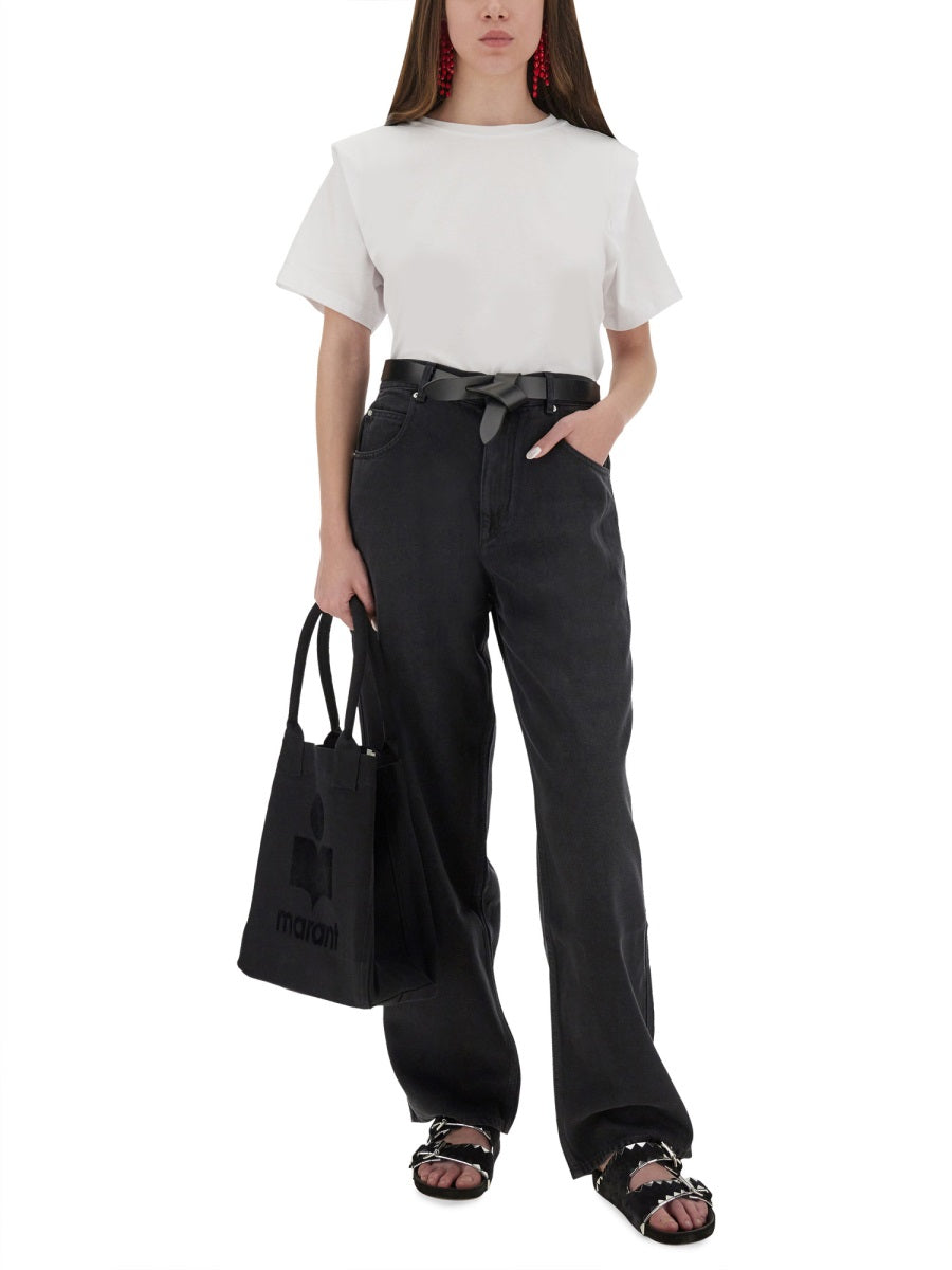 Cotton T-Shirt With Straight Rim White T-shirts