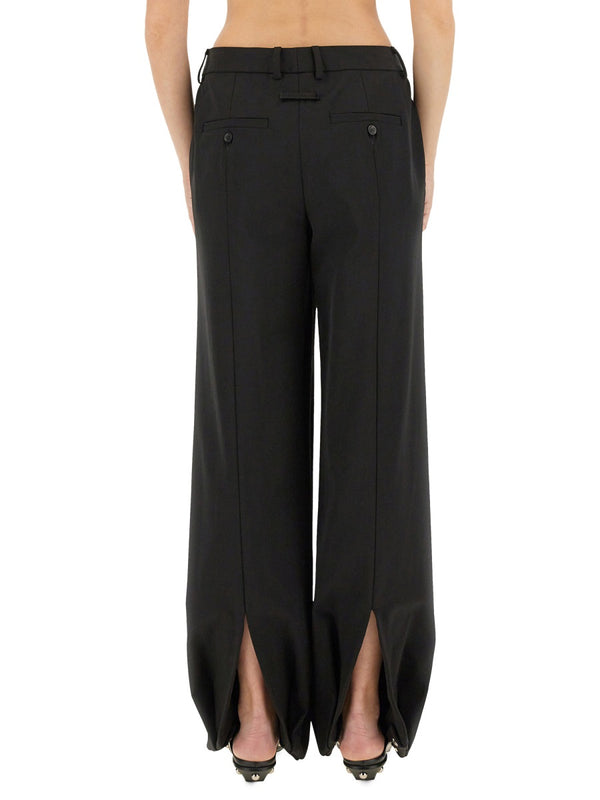 Pants With Stirrup Black Polyamide Trousers