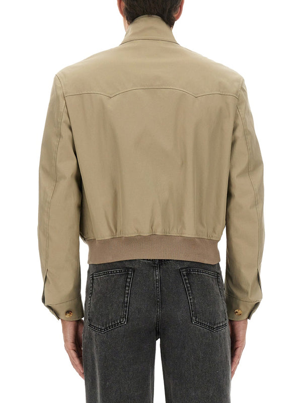Harrington Cropped Jacket Beige Cotton