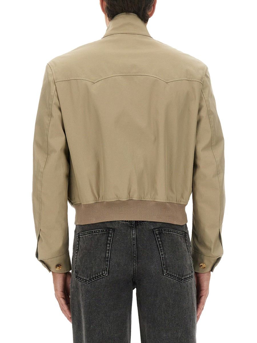 Harrington Cropped Jacket Beige Cotton