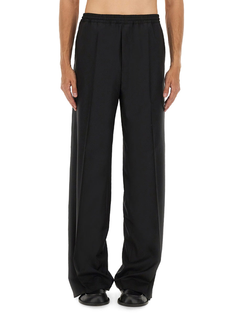 Wool Canvas Pants Black Virgin Trousers