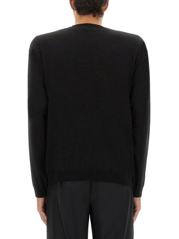 Wool And Silk Pullover Black Virgin Jumpers
