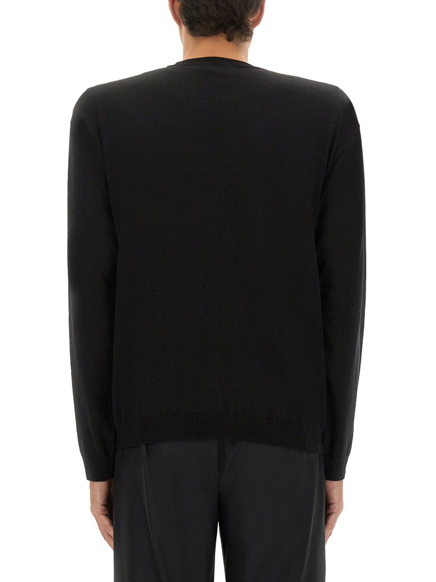 Wool And Silk Pullover Black Virgin Jumpers