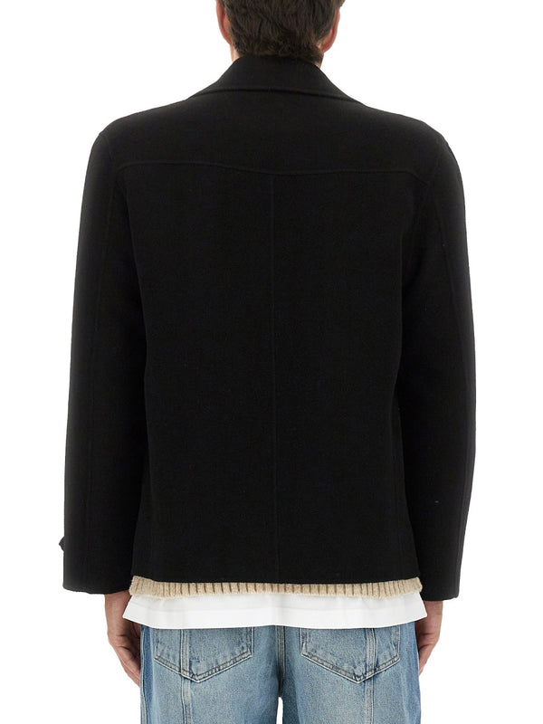 Double-Breasted Jacket Black Wool Cashmere