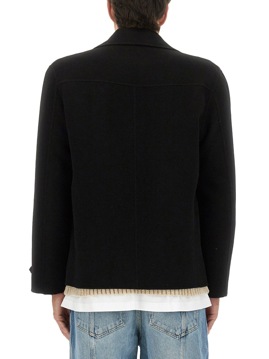 Double-Breasted Jacket Black Wool Cashmere