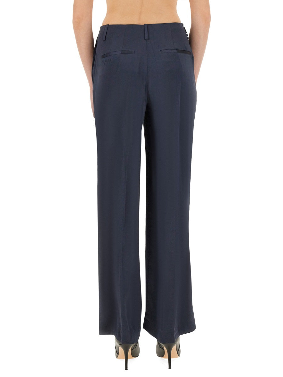 Satin Trousers Blue Recycled Polyester