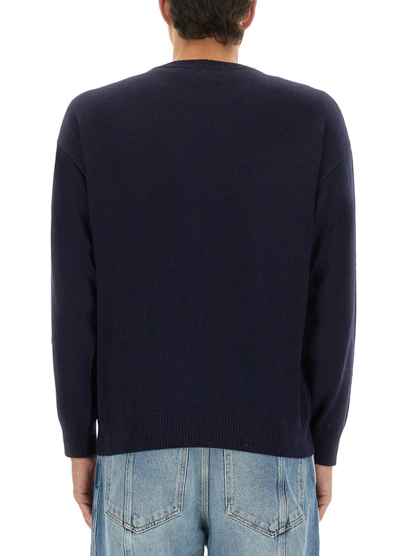 Wool And Cashmere Pullover Blue Jumpers