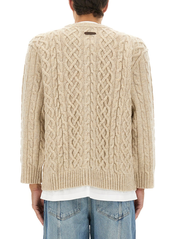 Pullover With T-Shirt Ivory Virgin Wool Jumpers