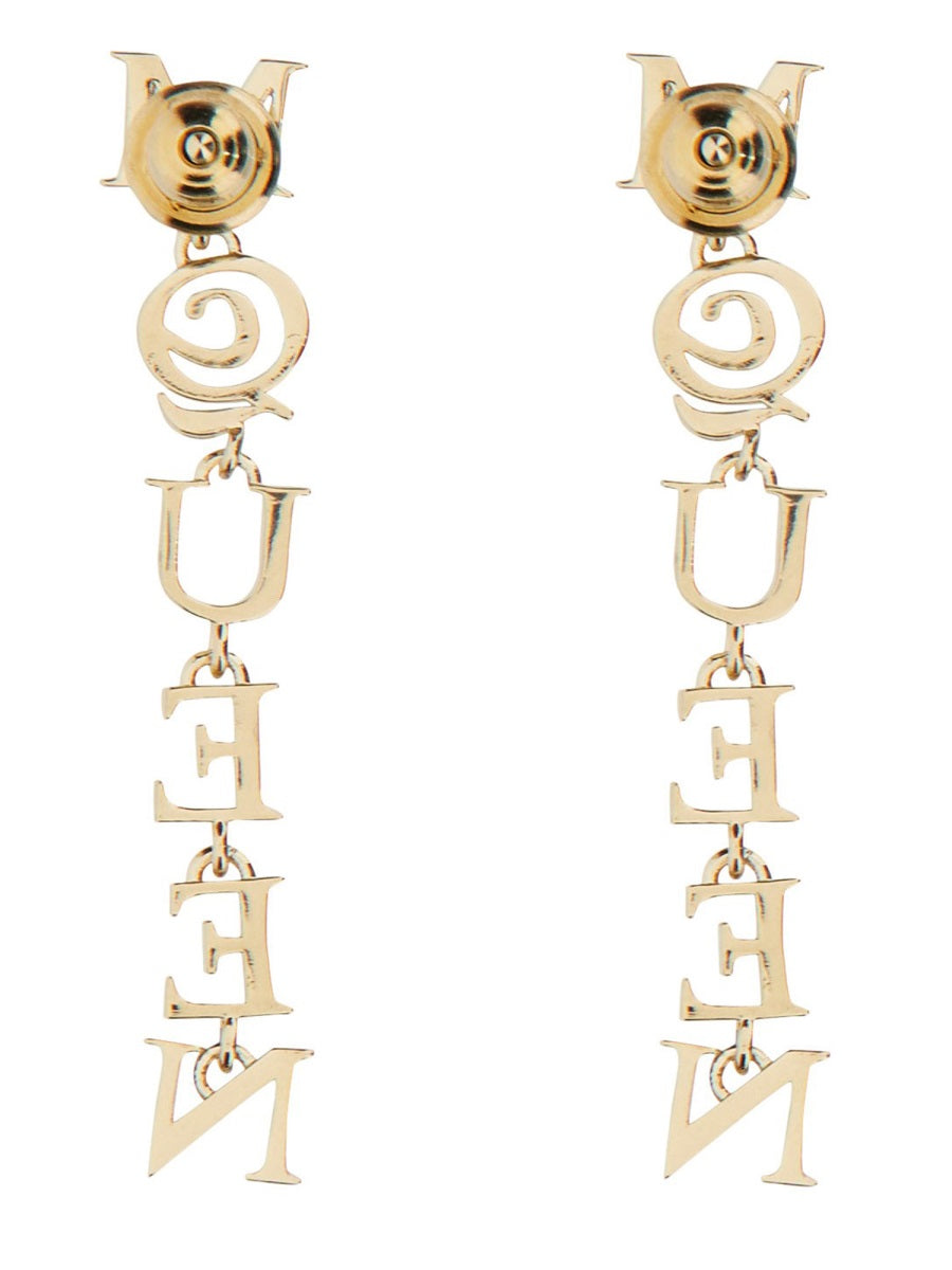 Logo Earrings Gold Main: Brass