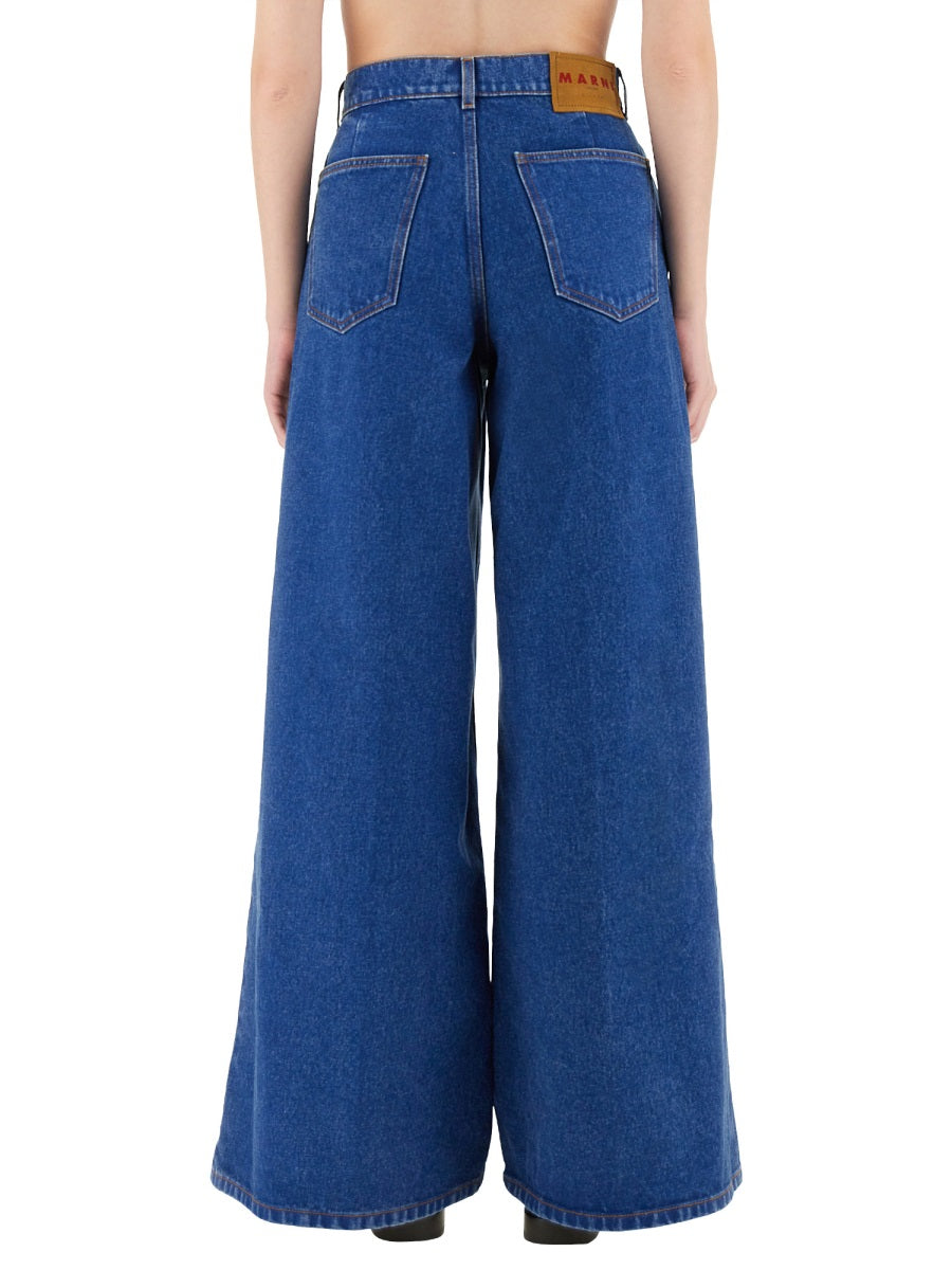Wide Leg Denim Jeans Cotton Woven