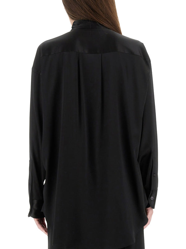 Stretch Silk Satin Shirt Black Elastane