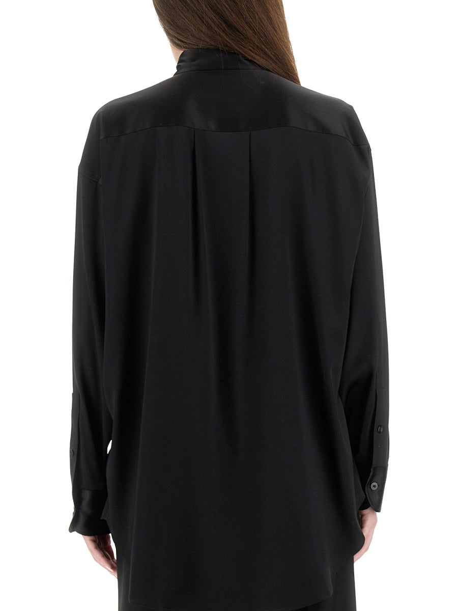 Stretch Silk Satin Shirt Black Elastane
