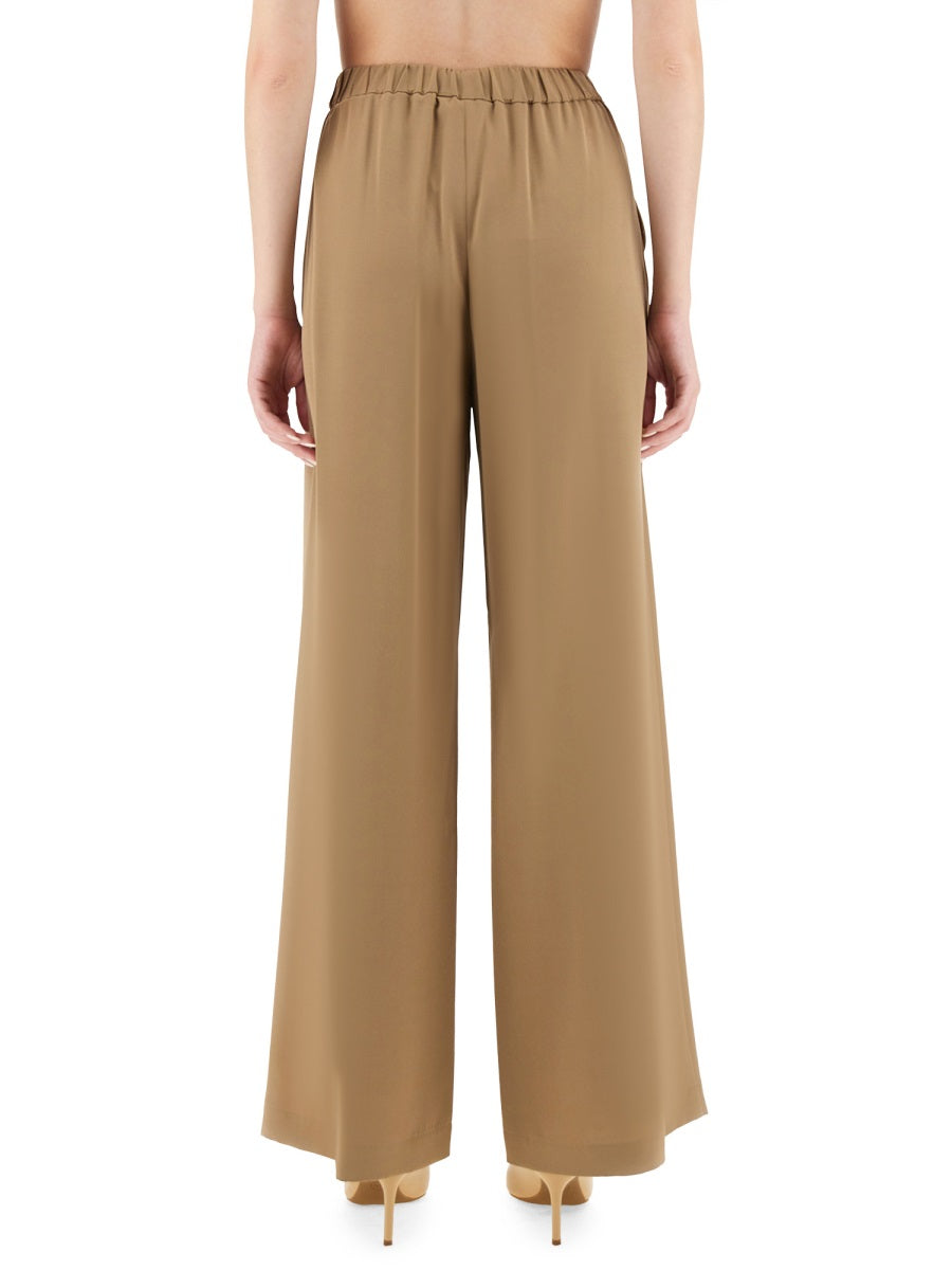 Wide-Leg Silk Trousers Bonn Beige